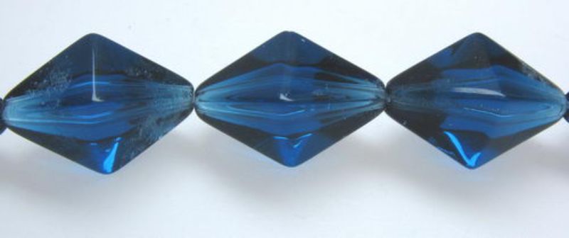 Beads - Glass Beads - 14x8mm 6pcs Bicone  - Set of 3  DK BLUE