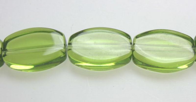 Beads - Glass Beads - 11mm 32pcs Flat Oval GREEN - Set of 2