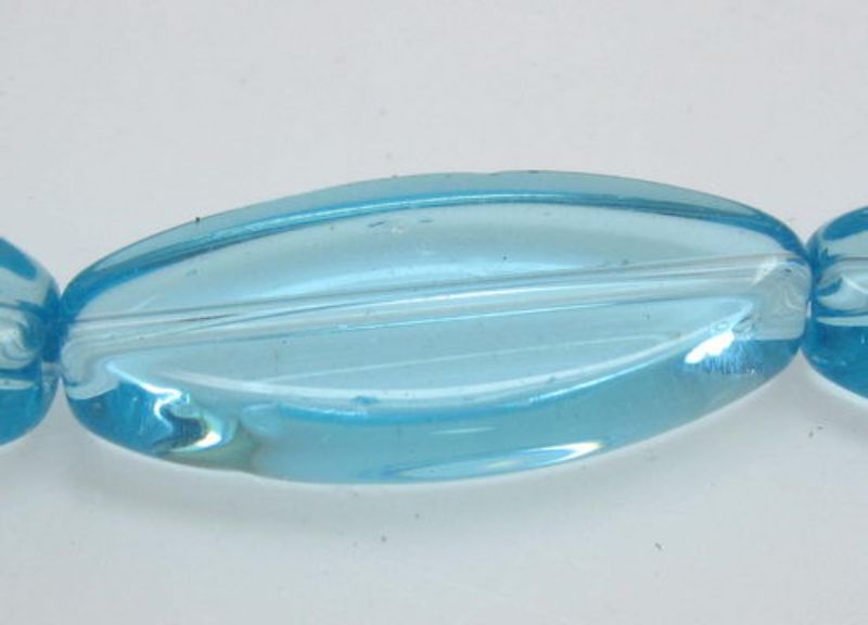 Beads - Glass Beads - 22mm 2beads Flat Oval  - Set of 3  BLUE