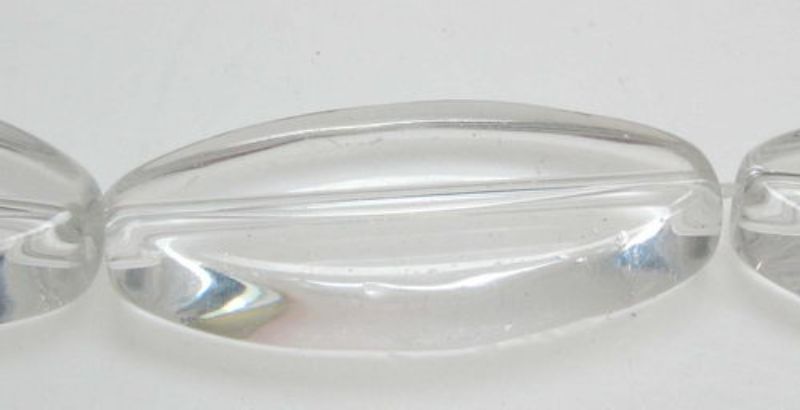 Beads - Glass Beads - 22mm 2beads Flat Oval  - Set of 3  CLEAR