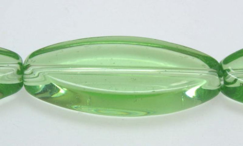 Beads - Glass Beads - 22mm 2beads Flat Oval  - Set of 3  GREEN