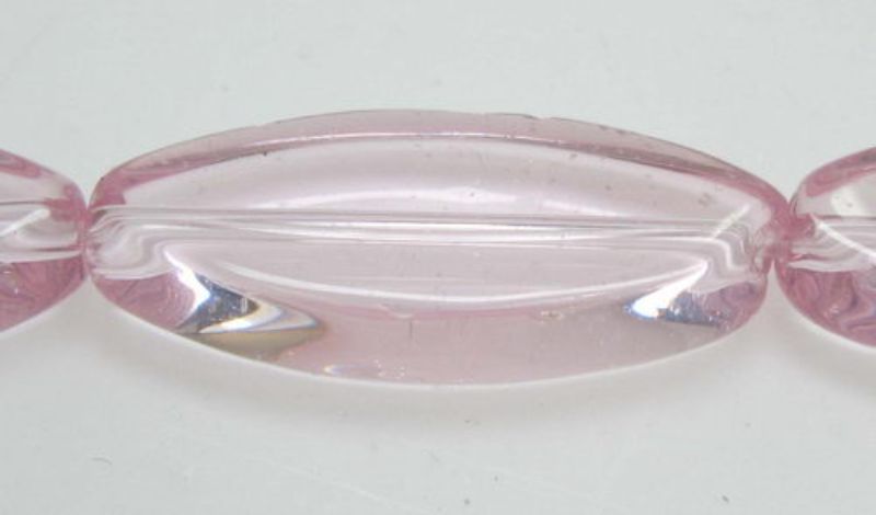 Beads - Glass Beads - 22mm 2beads Flat Oval  - Set of 3  PINK