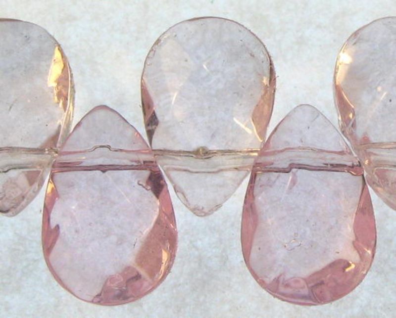Beads  - Glass - 6x9mm 5pcs Faceted  - Set of 10  PINK