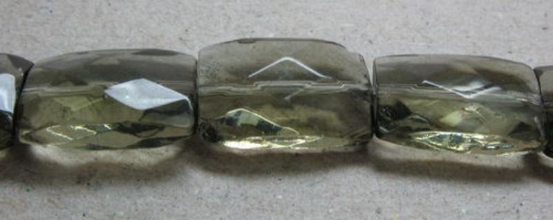 Beads  - Glass - 13x9mm 4pcs Faceted  - Set of 10  GREY
