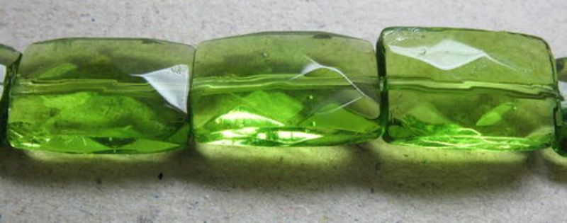 Beads - Glass Faceted Beads - 13x9mm 25pcs Faceted Flat Rect GREEN - Set of 2