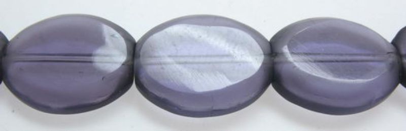 Beads - Glass Beads - 16x13mm 3pcs Oval Frosted Edge  - Set of 3  DK PURPLE
