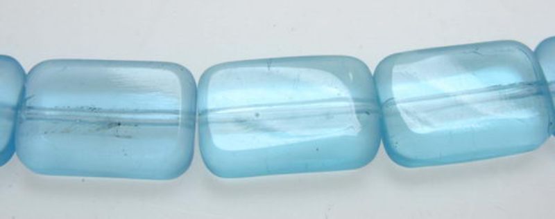 Beads - Glass Beads - 12x9mm 5 Beads Flat Rect  - Set of 3  BLUE