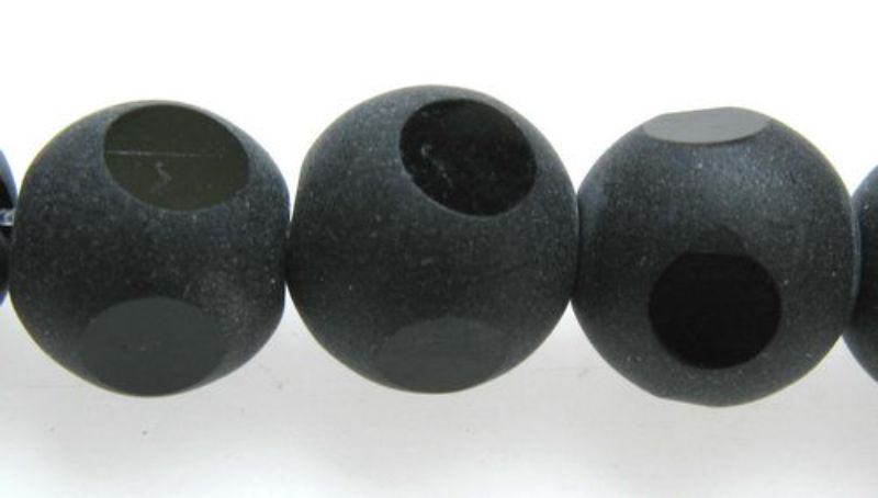 Beads - Glass Beads - 7x7mm 11 Beads Frosted Round  - Set of 3  BLACK