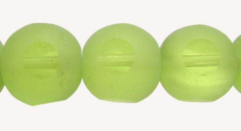 Beads - Glass Beads - 7x7mm 11 Beads Frosted Round  - Set of 3  LIME