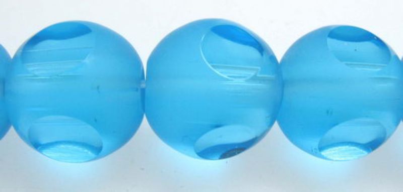 Beads - Glass Beads - 8x8mm 5beads Cut Frosted Round  - Set of 3  BLUE