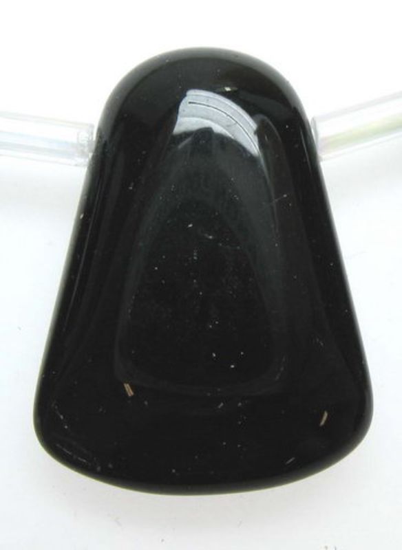 Beads - Glass Beads - 14x18mm 4beads TOOTH Shape  - Set of 3  BLACK