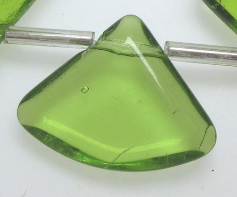 Beads - Glass Beads - 13x17 20pcs Fan Shape GREEN - Set of 2