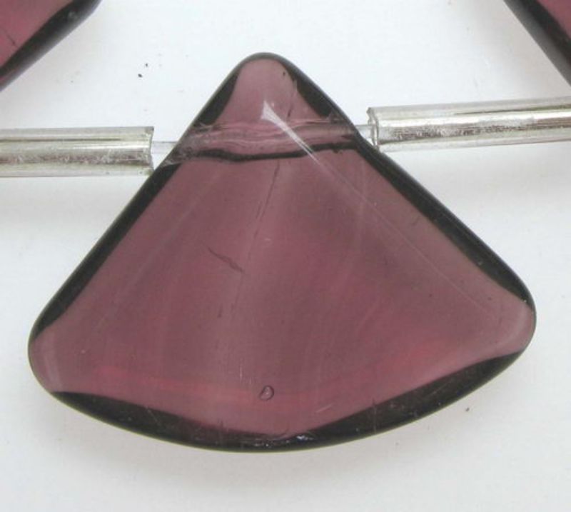 Beads - Glass Beads - 13x17 20pcs Fan Shape PURPLE - Set of 2