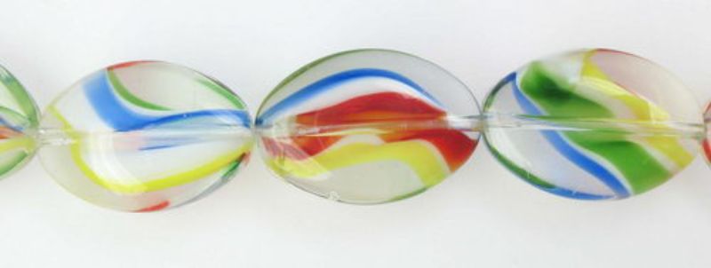 Beads - Glass Beads - 18x12mm 6 Beads Oval Swirl  - Set of 3