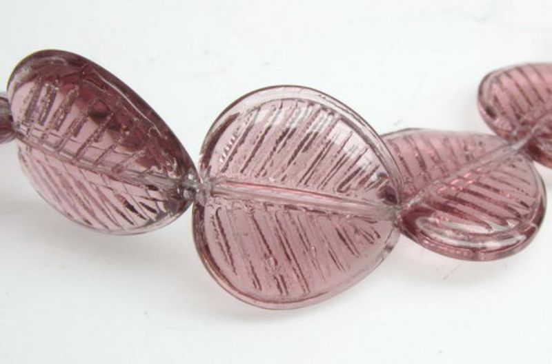 Beads - Glass Beads - 16x16mm 22pcs Clear Leaf PURPLE - Set of 2