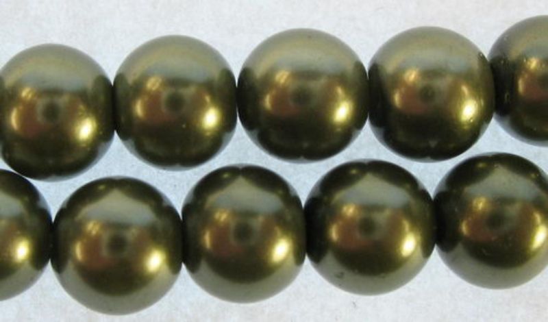 Beads - Pearls (Glass) - 6mm .142pcs OLIVE - Set of 3