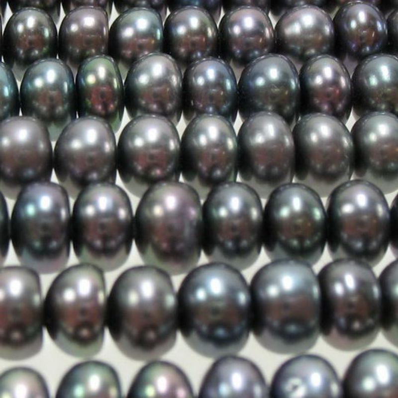 Beads  - Pearls - Freshwater 4.4x5.6mm BLACK - Set of 3