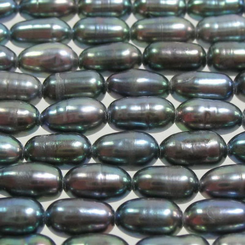 Beads  - Pearls - Freshwater 5x3.5mm  BLACK - Set of 4