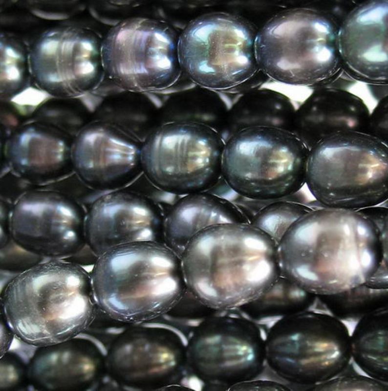 Beads  - Pearls - Pearl 5.6x4.8mm 40cm BLACK - Set of 4