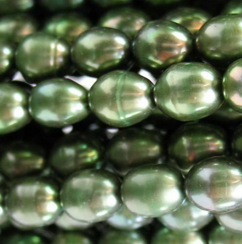 Beads  - Pearls - Pearl 5.6x4.8mm 40cm GREEN - Set of 4