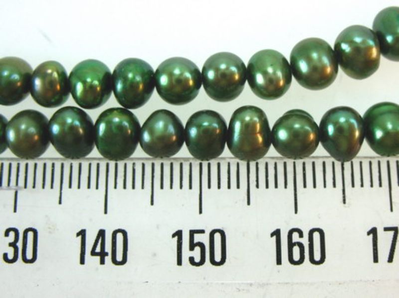 Beads - Pearls (Freshwater) -  GREEN - Set of 2