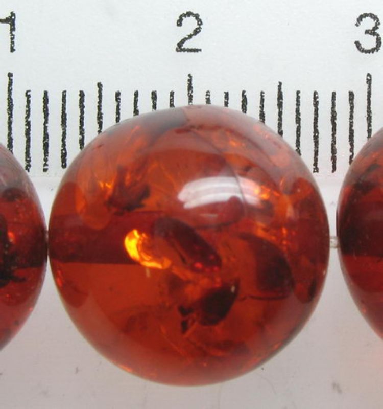 Beads - Amber Resin - 13mm 2 Beads Round   - Set of 3