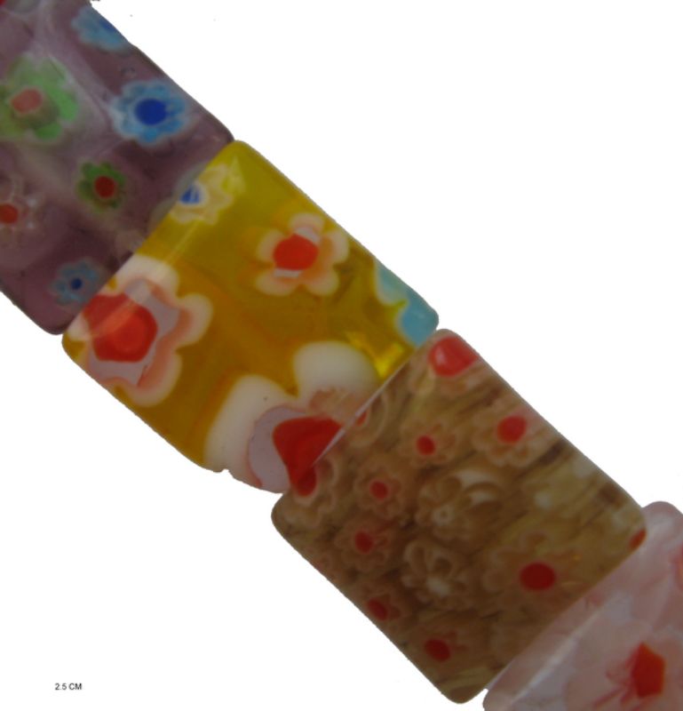 Beads  - Glass - Square Venetian 10mm  - Set of 3