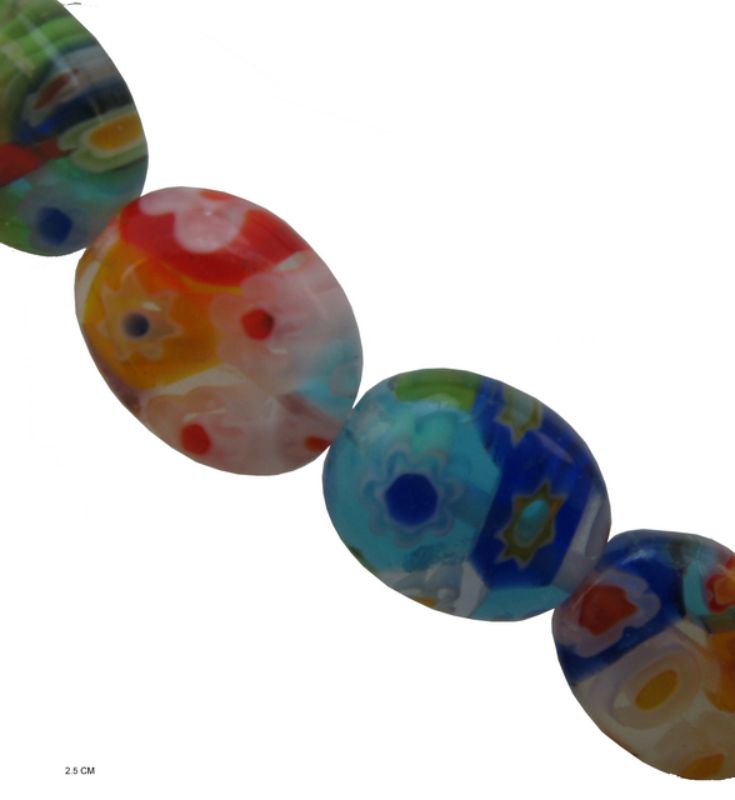 Beads - Venetian Glass Beads - 8.5x10.5 Flat Oval Venetian 4  - Set of 2