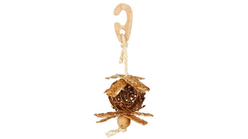 Bird Toy - Wicker Ball with Sisal Rope (5.5cm)