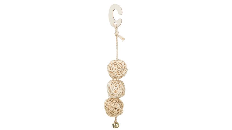 Bird Toy - 3 Rattan Balls with Bell (24cm)