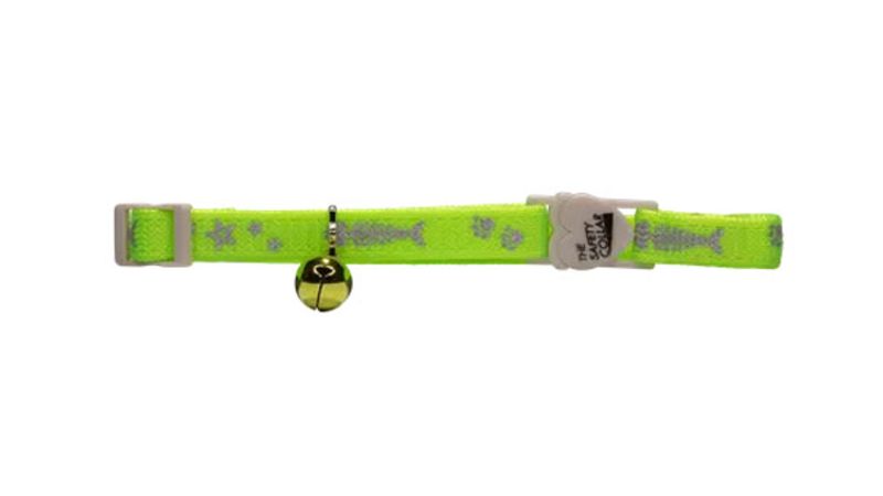 Cat Safety Collar - Fish Bones (Bright Green)