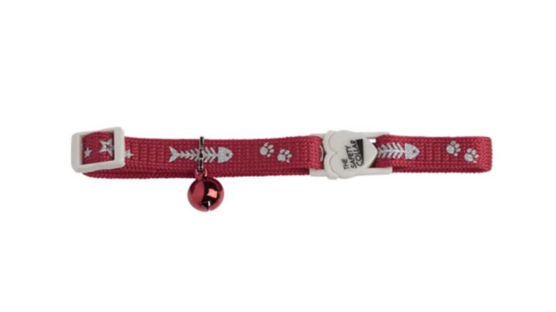 Cat Safety Collar - Fish Bones (Red)