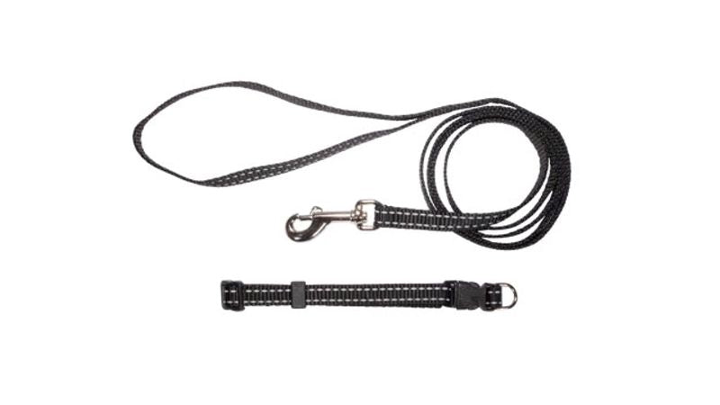 Puppy Collar + Lead Set - Nylon Reflect (Black)