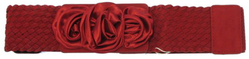 Buckle Stretch - Red Fabric Roses (Medium)