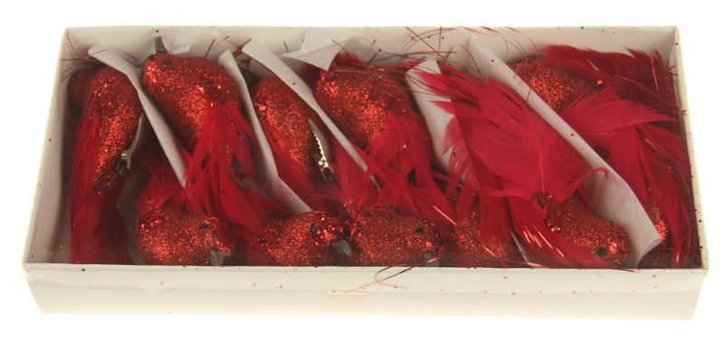 Glitter Bird Clip - Red (SET OF 12)