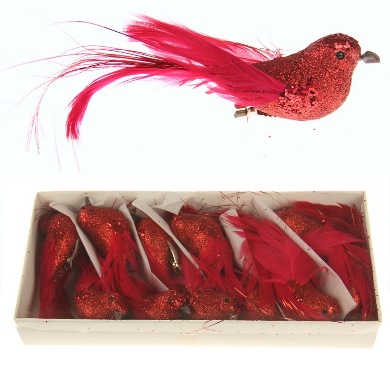 Glitter Bird Clip - Red (SET OF 12)