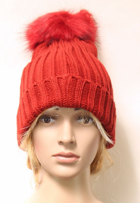Beanie - Solid Knit Stripe Rust (Set of 2)