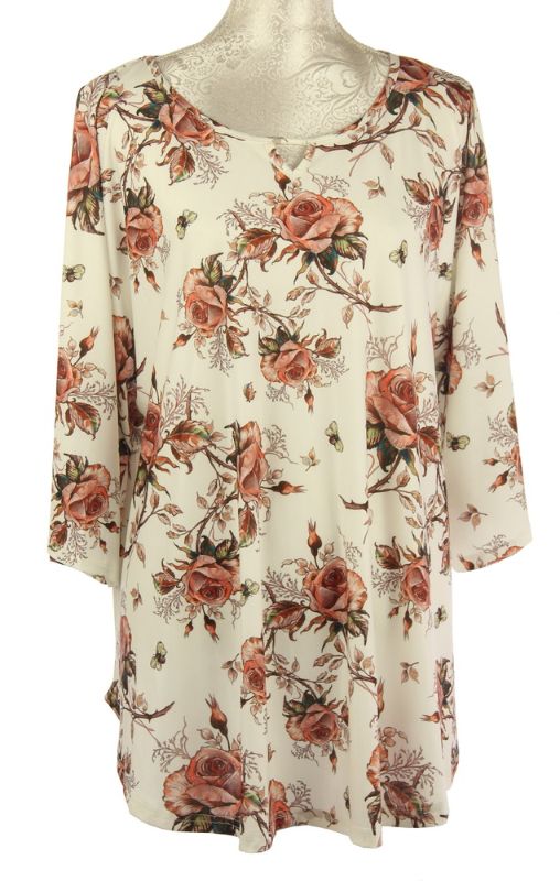 Top - Leah Drawn Roses (Peach)