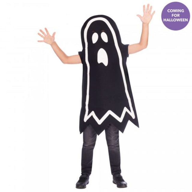 Glow in the Dark Stick Ghost Costume for kids aged 8-10, perfect for Halloween fun and visibility in low light.