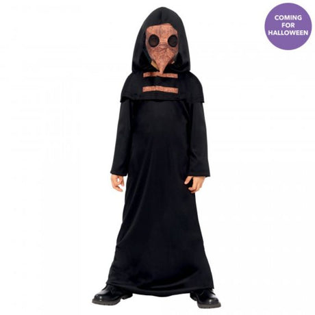 Boys' Costume Plague Doctor featuring a detailed cloak, iconic hat, and mask for ages 8-10, perfect for Halloween or dress-up.