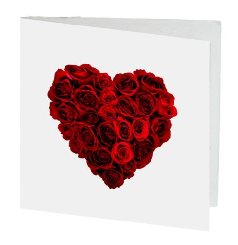 Pack of 10 heart-shaped gift cards featuring red roses, perfect for expressing love on any occasion, 7cm size.