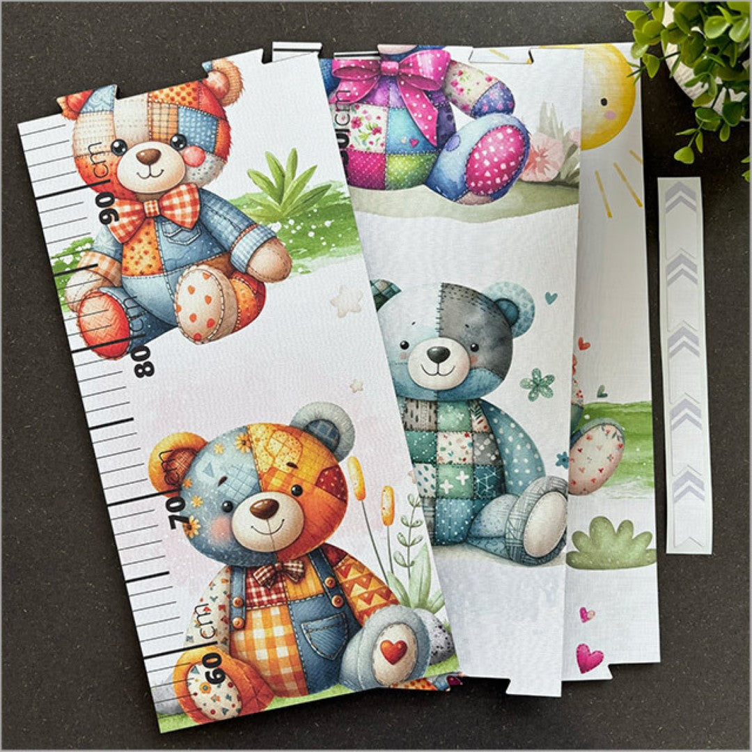 Growth Chart Ruler - Patchwork Teddy Bears  Height Chart