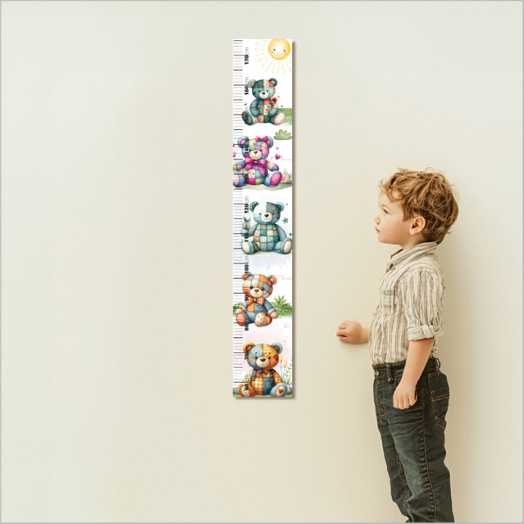 Growth Chart Ruler - Patchwork Teddy Bears  Height Chart