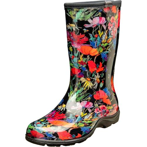 Sloggers Womens Rain Shoes In Fields Balck Size 8