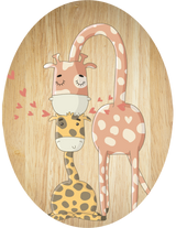 Giraffe Family -  Plywood Oval - Wall Art