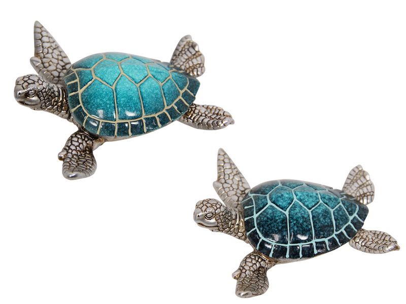 Ornament - Blue Turtle with Silver (12.5cm)