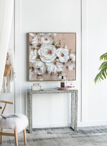 Hand Painted Flower Painting - Gold Frame - 100x100x3.5