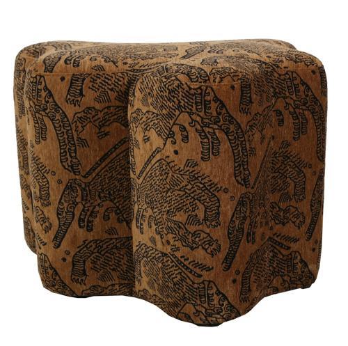 Huntress Ottoman - Chenille Fabric - Tiger / Brown