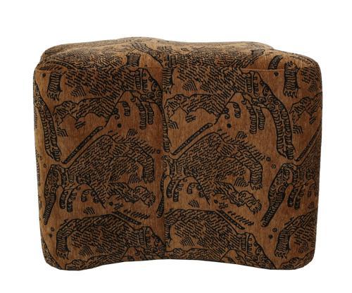 Huntress Ottoman - Chenille Fabric - Tiger / Brown