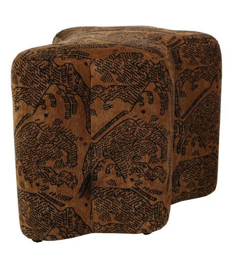 Huntress Ottoman - Chenille Fabric - Tiger / Brown